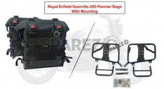 Fit For Royal Enfield Guerrilla 450 Black Canvas Pannier Bags With Mounting